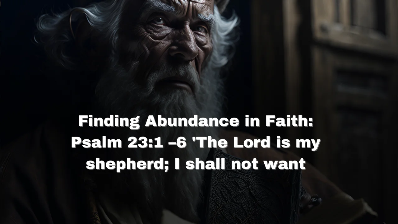 Finding Abundance in Faith: Psalm 23:1 –6 'The Lord is my shepherd; I shall not want
