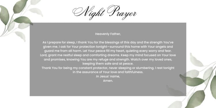 Bedtime Prayer for God's Protection and Peace
