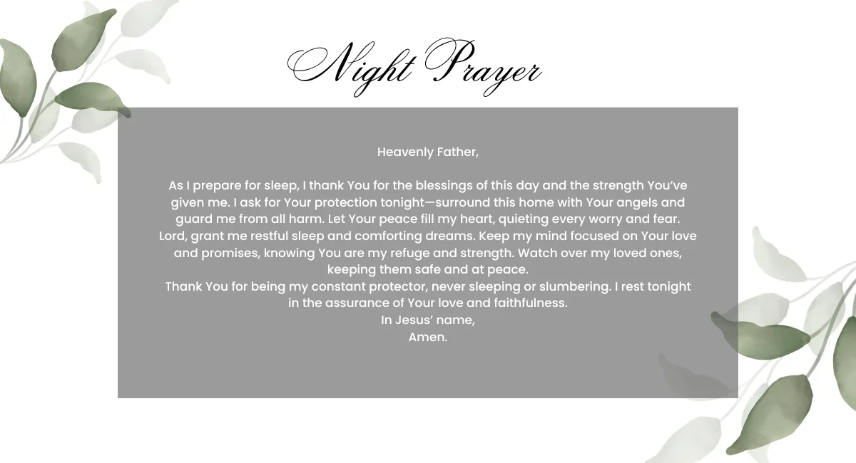 Bedtime Prayer for God's Protection and Peace