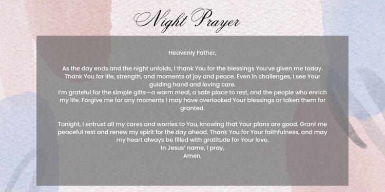Night Prayer of Gratitude for Today’s Blessings