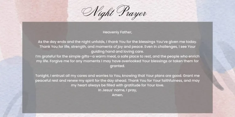 Night Prayer of Gratitude for Today’s Blessings