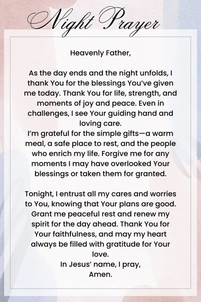 Night Prayer of Gratitude for Today’s Blessings