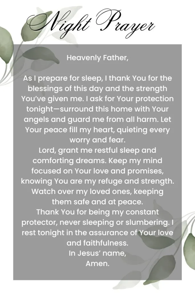 Bedtime Prayer for God's Protection and Peace