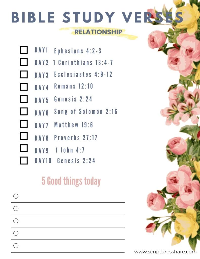 Bible Study Planner #8-10 Scripture on Relationship