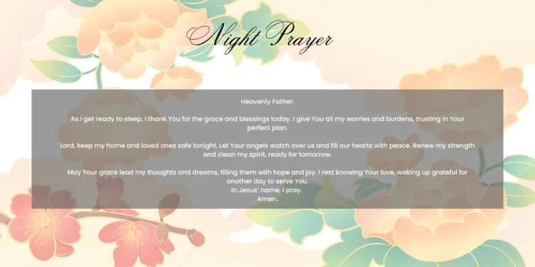 A Bedtime Prayer for God’s Grace and Blessings