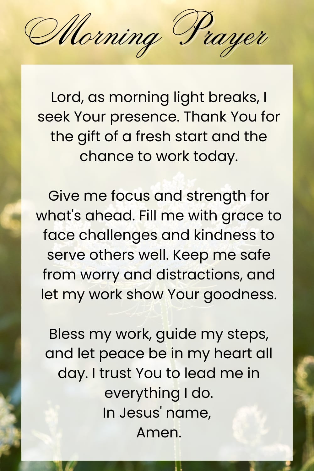A Quick Morning Prayer To Start My Day Before Work