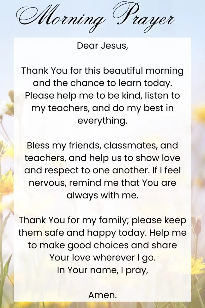 A Short Morning Prayer for Kids Before School