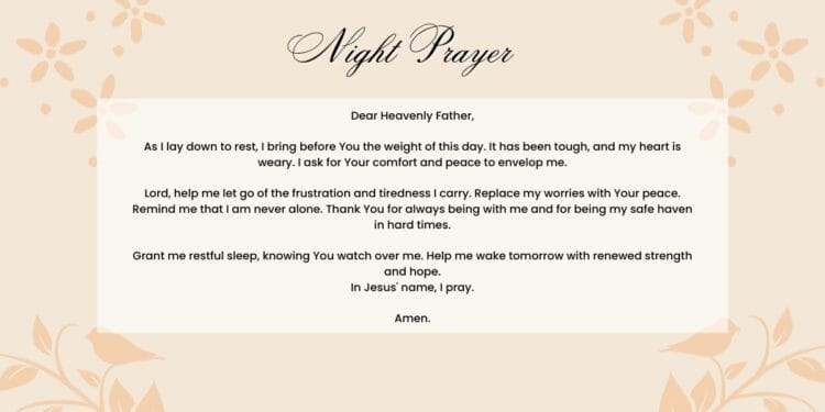 A Wonderful Night Prayer for Comfort After a Difficult Day