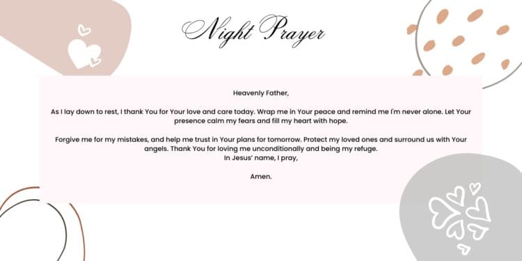 Bedtime Prayer to Feel God’s Love and Care