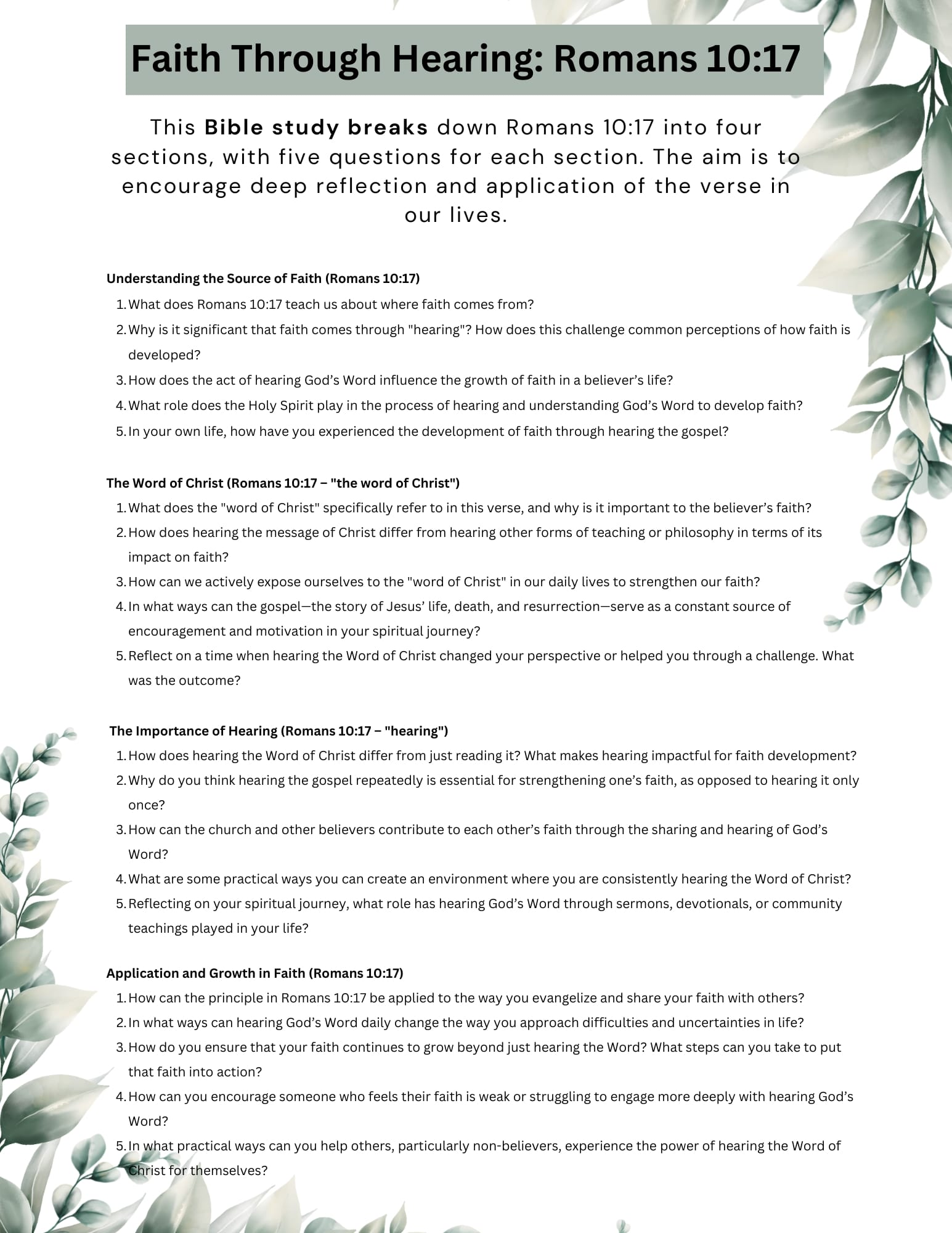 Growing Faith Through The Word Of Christ- Romans 10:17