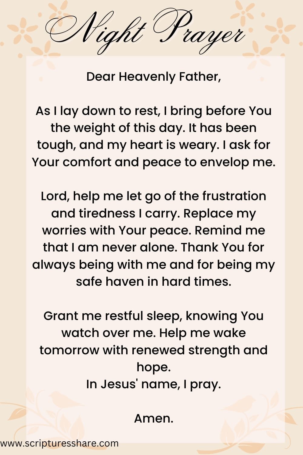 A Wonderful Night Prayer For Comfort After A Difficult Day