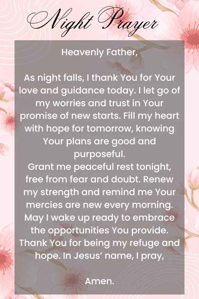 Night Prayer for Hope in a New Tomorrow