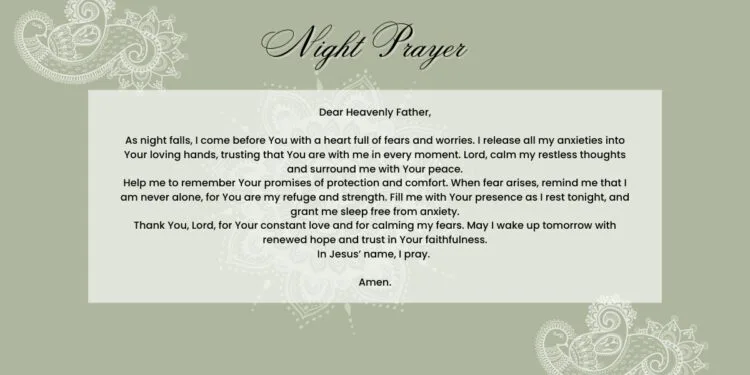 Night Prayer for Overcoming Fears and Anxiety