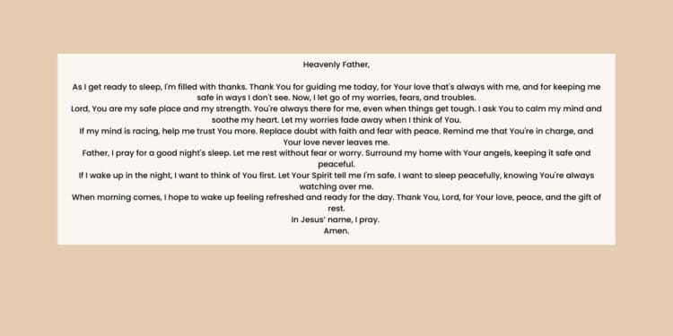 A Beautiful Prayer to Sleep Peacefully Through the Night
