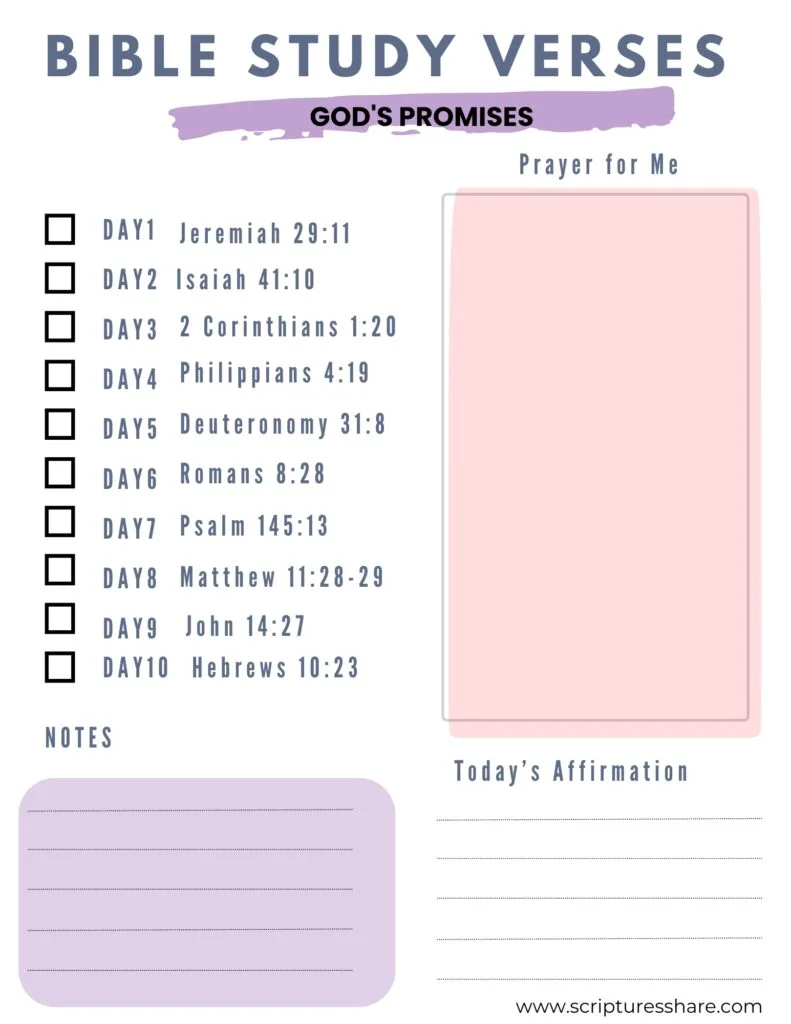 Bible Study verses on 10 God's Promises