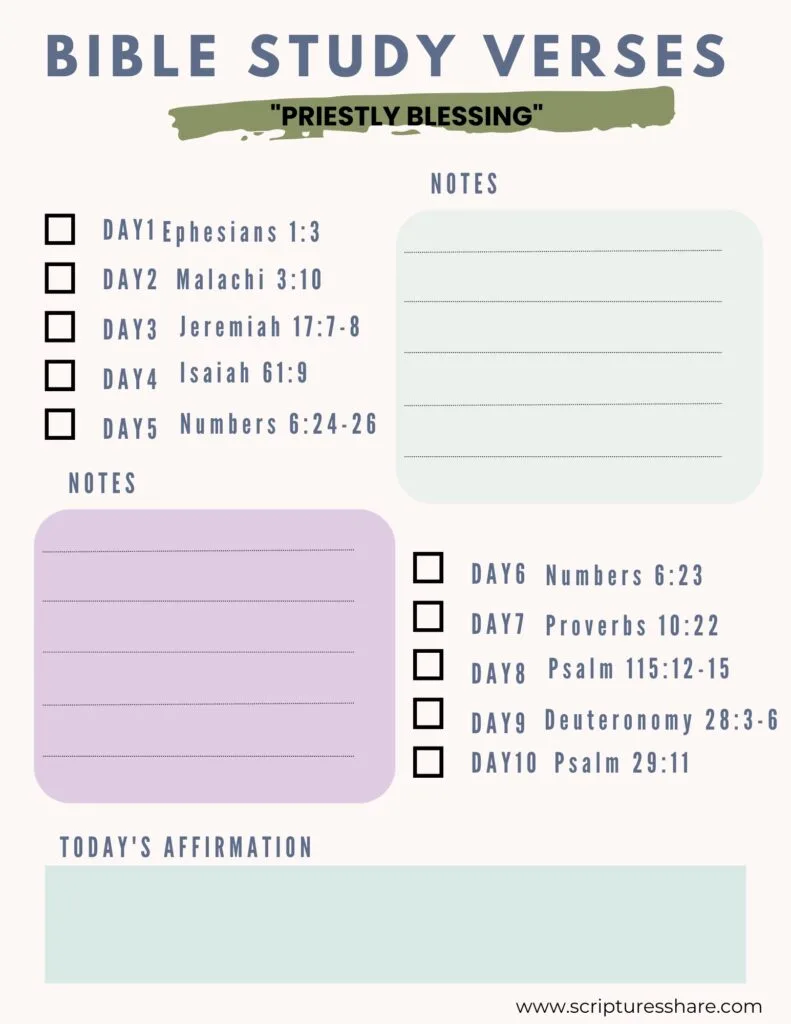 Bible Study verses on 10 "Priestly Blessing"