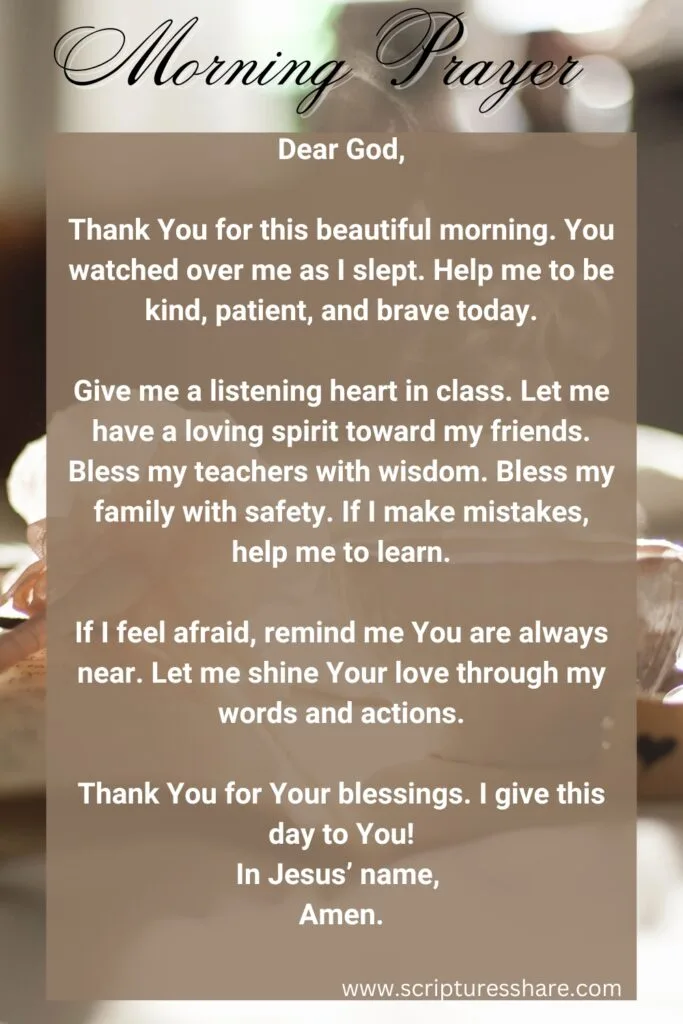 A Powerful Short Morning Prayer For Kids Before School