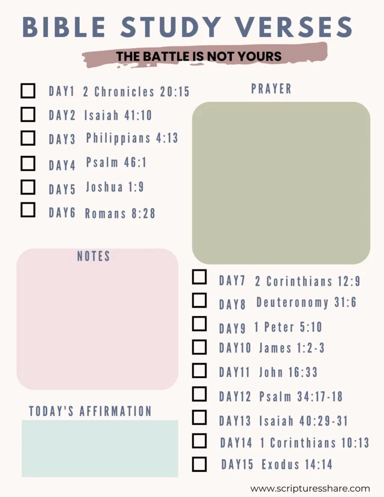 Bible Study verses on 15 - The Battle is Not Yours