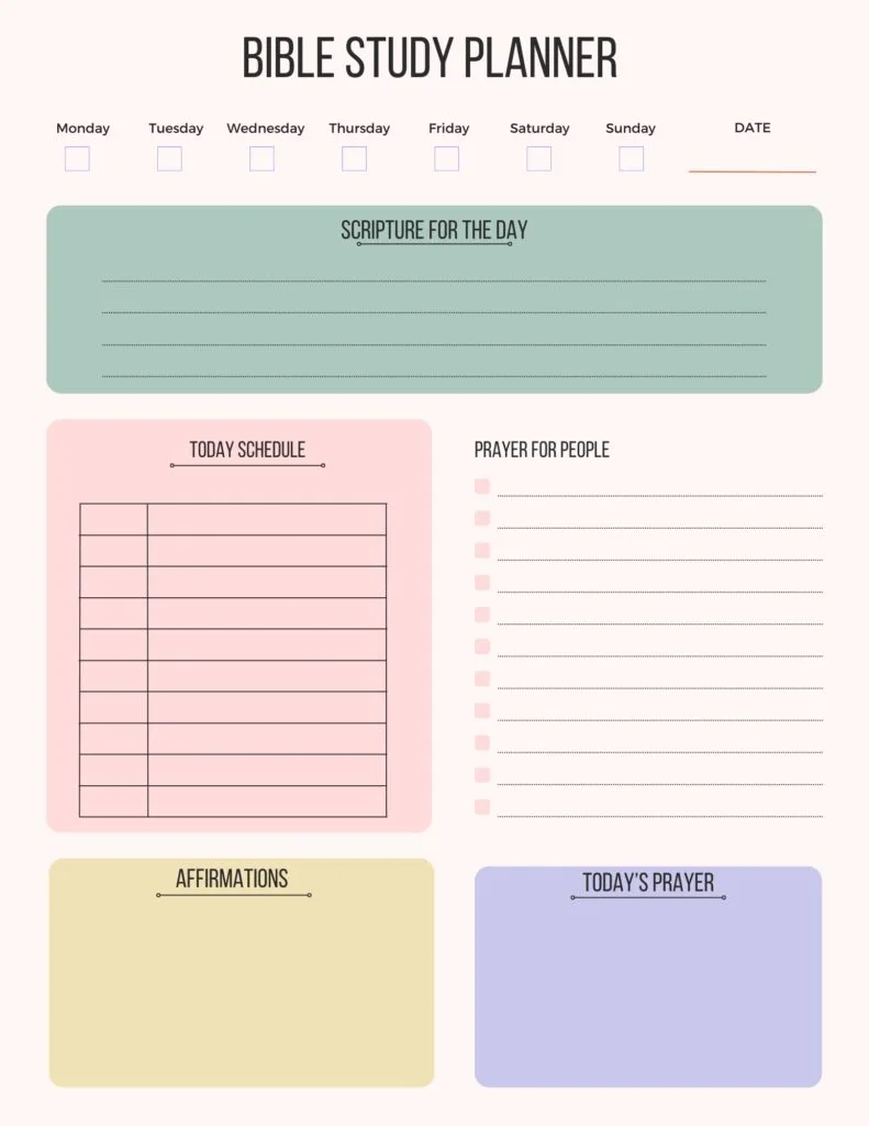 Bible study planner