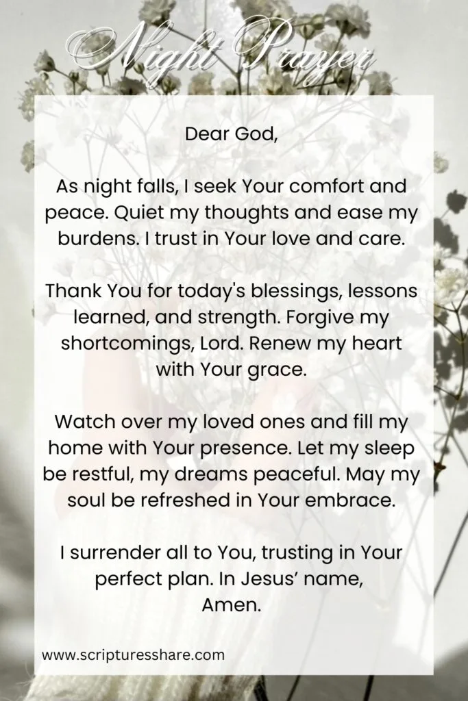 A Beautiful Night Prayer for Comfort and Peaceful Reflection