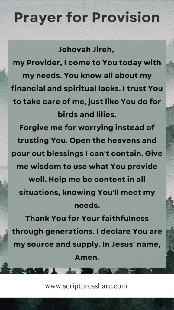 Prayer for Provision