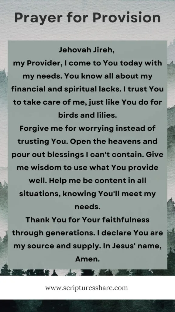 Prayer for Provision