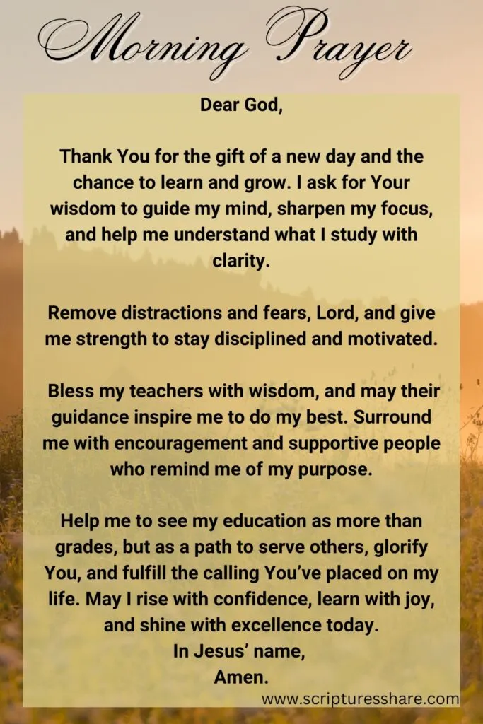 A Beautiful Morning Prayer For Students to Excel in Studies