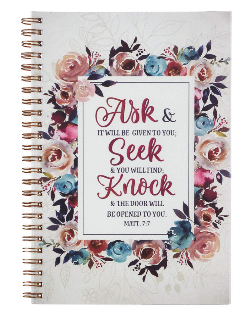 Christian Art Gifts Notebook Ask Seek Knock Matthew 7:7 Bible Verse Inspirational Writing Notebook Gratitude Prayer Journal