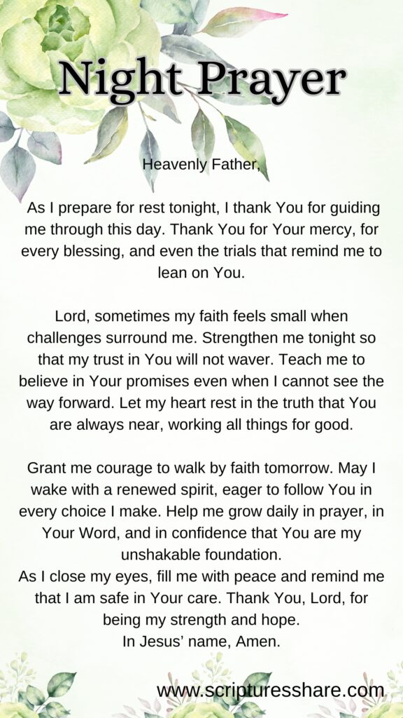 A Powerful Night Prayer For Strengthening Faith Daily