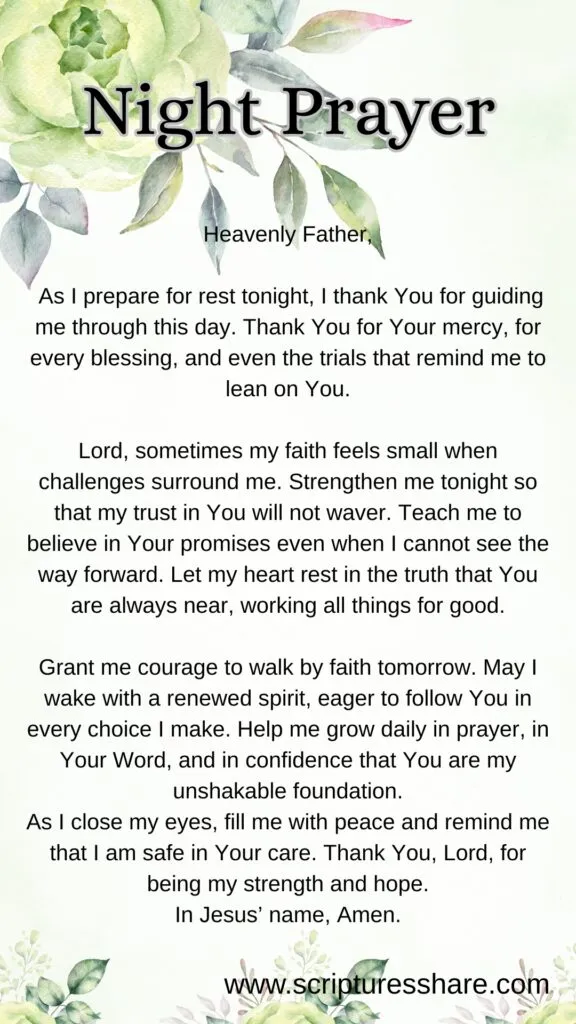 A Powerful Night Prayer For Strengthening Faith Daily
