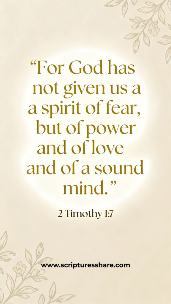2 Timothy 1:7 "For God has not given us a spirit of fear, but of power and of love and of a sound mind."