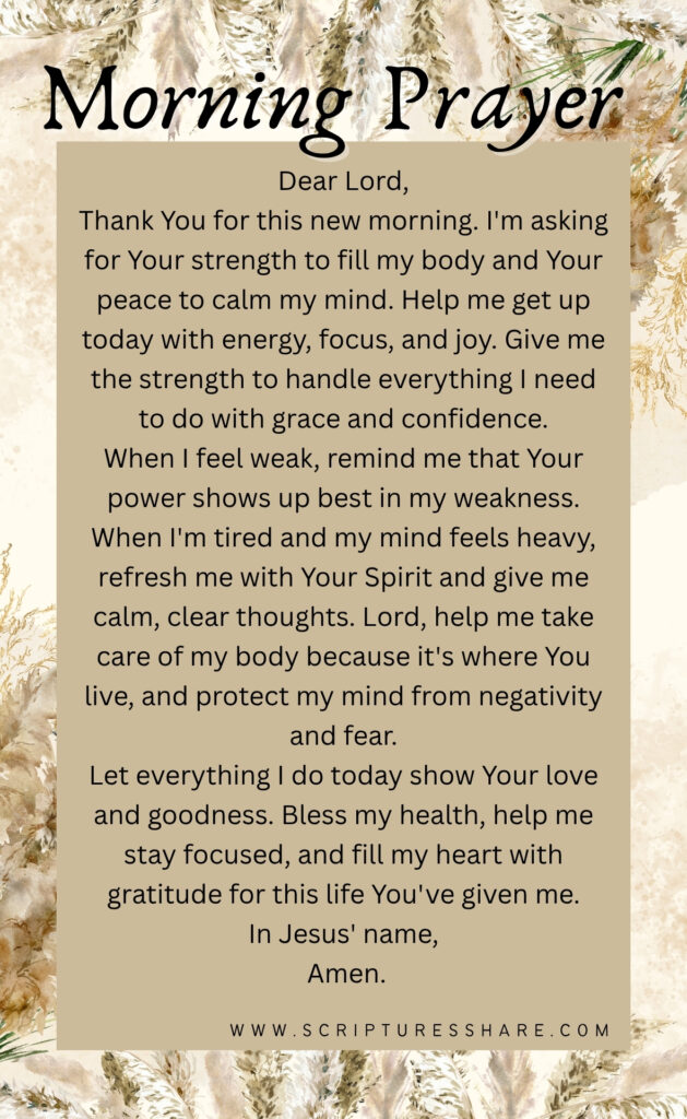 A Prayer For A Strong Body And Healthy Mind To Start The Day