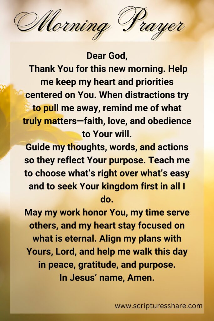 Morning Prayer to Keep Your Heart and Priorities Aligned